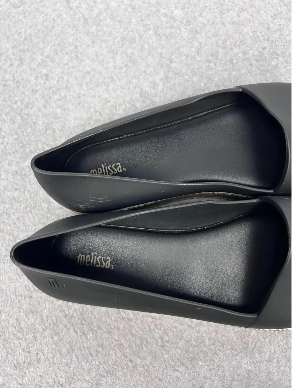 Melissa Black Platform Peep Toe Slip On Flats Eco Friendly Scented 8 US/39 EUR